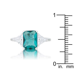 Classic Aqua Rhodium Engagement Ring