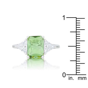 Classic Apple Green Rhodium Engagement Ring