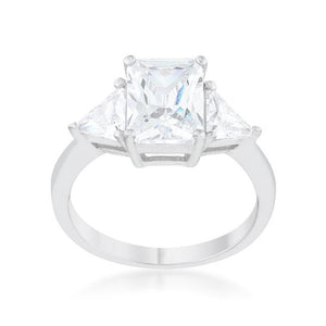 Classic Clear Sterling Silver Engagement Ring