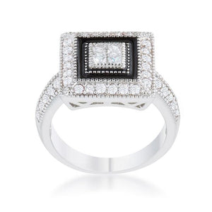 Shira 0.7ct CZ Rhodium Antique Ring