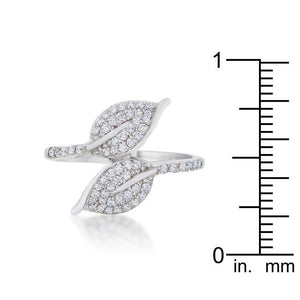 Liana 0.1ct CZ Rhodium Leaf Wrap Ring