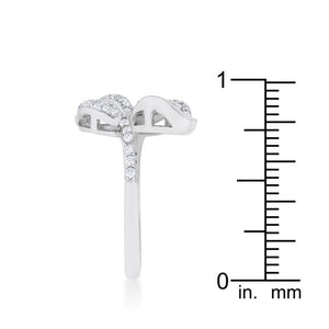 Liana 0.1ct CZ Rhodium Leaf Wrap Ring