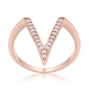 Michelle 0.2ct CZ Rose Gold Delicate V-Shape Ring