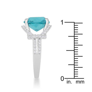 Charlene 6.2ct Aqua CZ Rhodium Classic Statement Ring