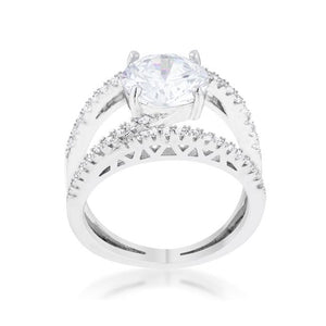 Girana 3ct Clear CZ Rhodium Contemporary Ring