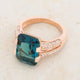 Rema 8.6ct Aqua CZ Rose Gold Emerald Classic Cocktail Ring