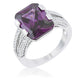 Rema 8.6ct Amethyst CZ Rhodium Emerald Classic Cocktail Ring