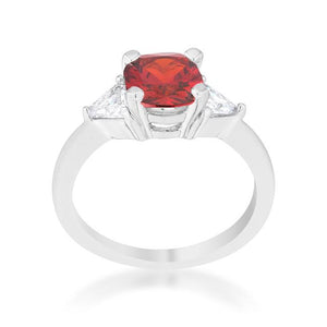 Shonda 1.8ct Ruby CZ Rhodium Cushion Classic Statement Ring