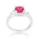 Shonda 1.8ct Fuchsia CZ Rhodium Cushion Classic Statement Ring