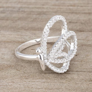 Bea 0.4ct CZ Rhodium Pave Butterfly Ring