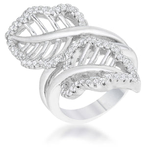 Lina 0.4ct CZ Rhodium Leaf Wrap Ring