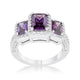 Rita 2.3ct Amethyst CZ Rhodium Classic Trio Ring