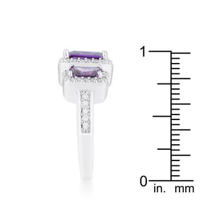 Rita 2.3ct Amethyst CZ Rhodium Classic Trio Ring