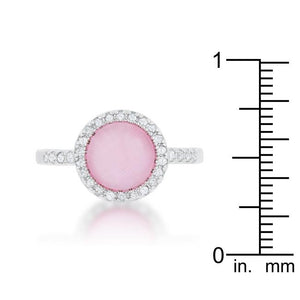 Patricia 0.3ct CZ Pink Cats Eye Rhodium Classic Ring