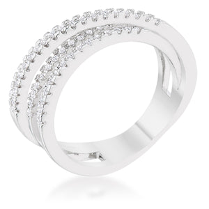 Laurie 0.2ct CZ Rhodium Contemporary Trio Band Ring