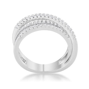 Laurie 0.2ct CZ Rhodium Contemporary Trio Band Ring