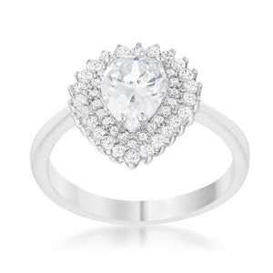 Susan 1.65ct CZ Rhodium Vintage Pear Shaped Ring