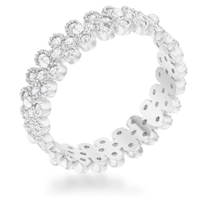 Clara 1ct CZ Rhodium Textured Bezel Set Eternity Ring