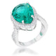 Laura 9.9ct Blue Green CZ Rhodium Classic Teardrop Ring