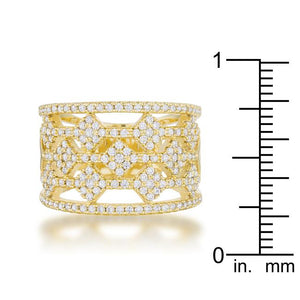 Marlene 0.6ct CZ 14k Gold Wide Band Cocktail Ring