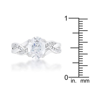 Justine 2ct CZ Rhodium Classic Oval Ring