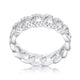 Interlocking Rhodium Chain Design Ring with CZ