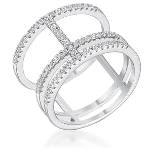 0.5Ct Rhodium Parallel Ring with Brilliant CZ