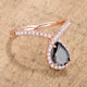 1.5Ct Rose Goldtone Chevron Ring With Onyx CZ