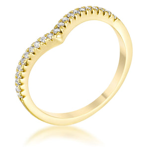 .22Ct Goldtone Chevron Ring with CZ