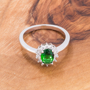 Emerald Green CZ Petite Oval Ring