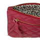 Alexis Red Quilted Faux Leather Clutch With Gold Chain Wristlet