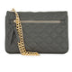 Alexis Grey Quilted Faux Leather Clutch With Gold Chain Wristlet