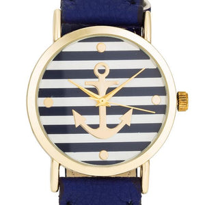 Navy Nautical Leather Watch