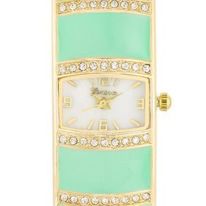 Gold Cuff Watch With Crystals - Mint