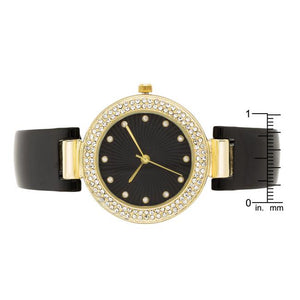 Black Cuff Crystal Watch