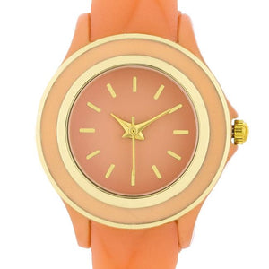 Carmen Braided Ladylike Watch With Coral Rubber Strap