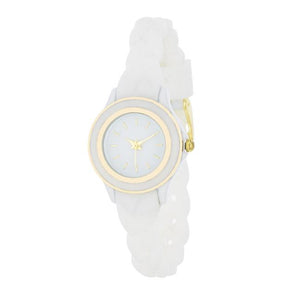 Carmen Braided Ladylike Watch With White Rubber Strap