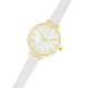 Gold Watch With White Leather Strap