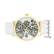 Gold Watch With Floral Print Dial