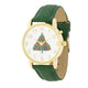 Gold Holiday Tune Watch With Green Leather Strap