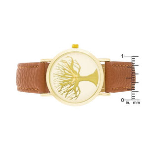 Fashion Tree Dial Watch With Leather Band