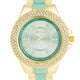 Gold Metal Cuff Watch With Crystals - Mint