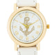 Natalie Gold Nautical Watch With White Leather Band