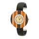 Brenna Black Wood Inspired Leather Cuff Watch