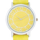 Silver Watch With Yellow Leather Strap